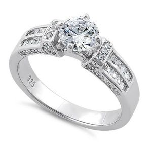 Sterling Silver Eloquent Round & Emerald Cut Ring